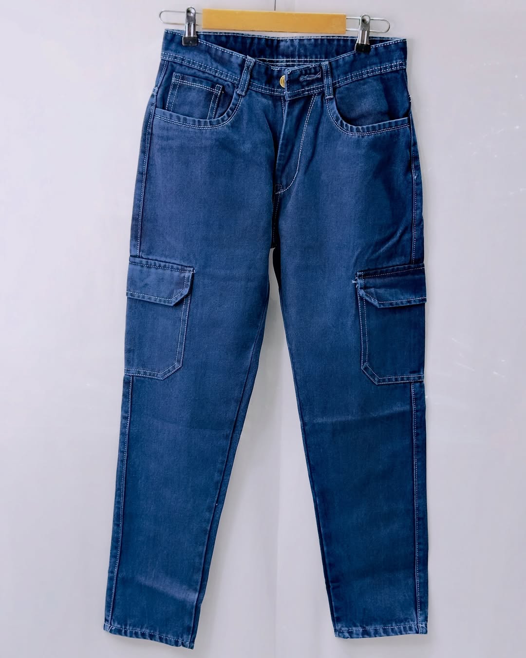 Blue Denim Wash 6 Pocket Baggy Denim Jeans