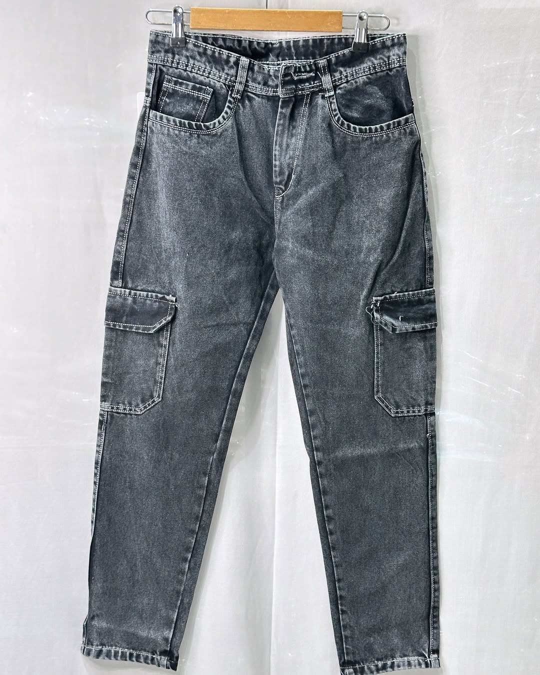 Black Blast Wash 6 Pocket Baggy Denim Jeans