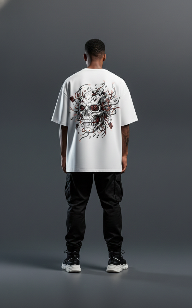 Cottonhedge Skull Graphic Oversized T-Shirt for Men