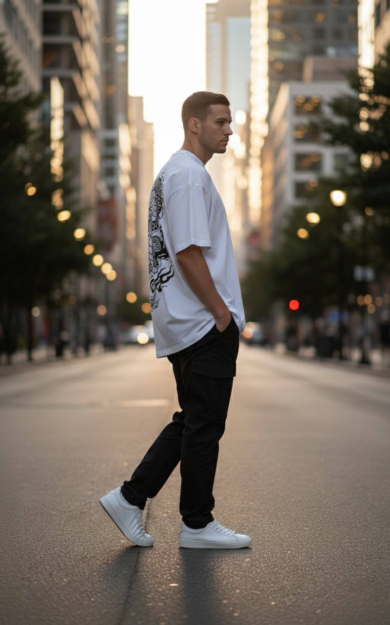 Cottonhedge Dragon Back Oversized T-Shirt For Men