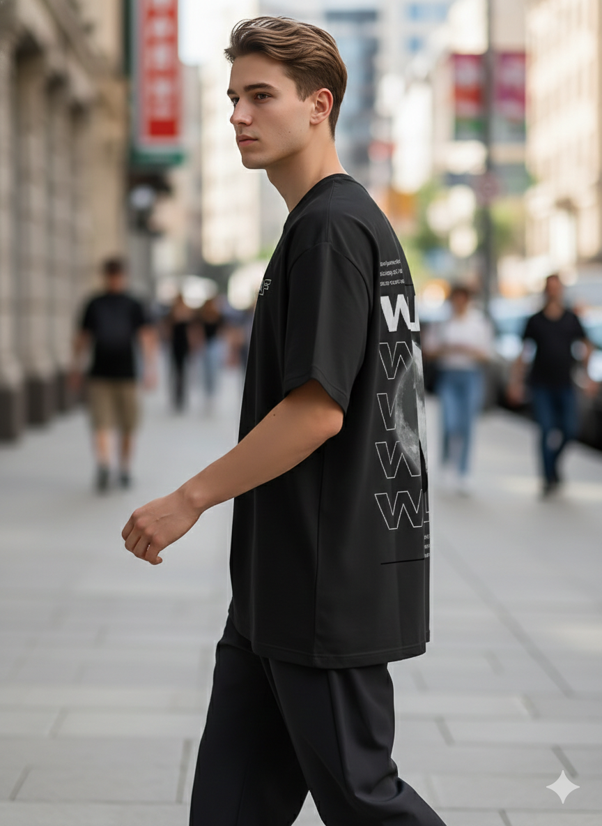 Cottonhedge Midnight Wolf Oversized T-Shirt for Men