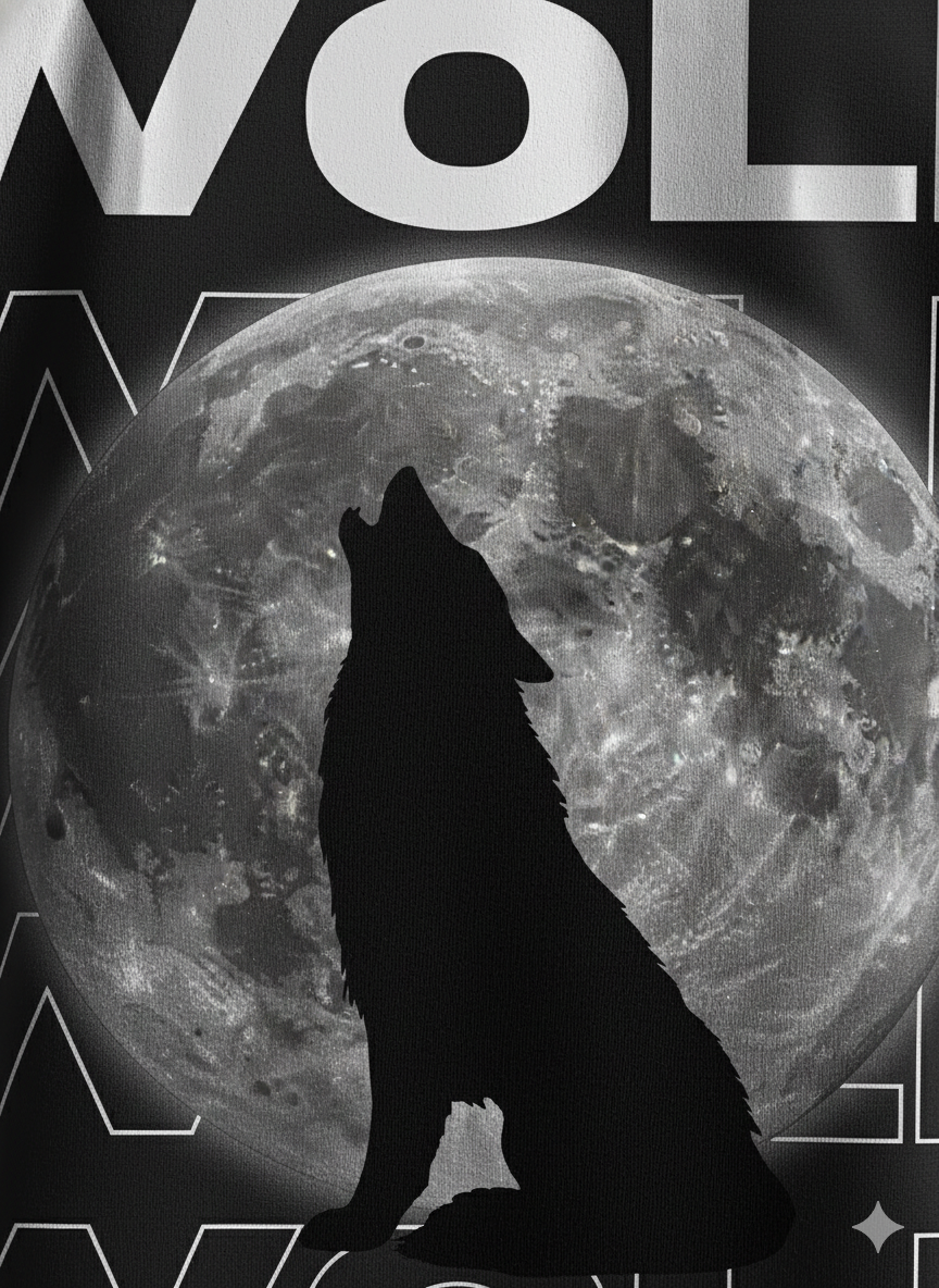 Cottonhedge Midnight Wolf Oversized T-Shirt for Men