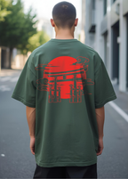 Cottonhedge Rising Sun Torii Oversized T-Shirt for Men