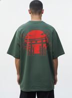 Cottonhedge Rising Sun Torii Oversized T-Shirt for Men
