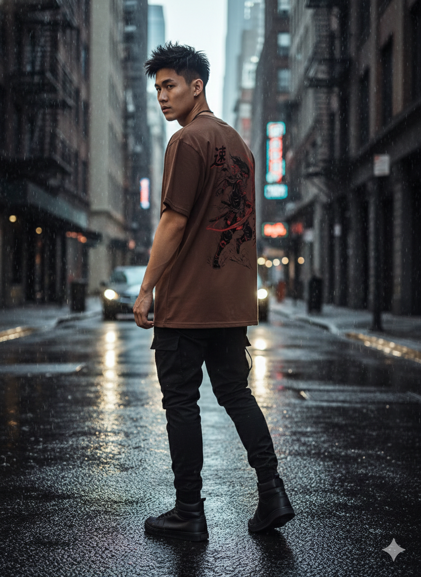 Cottonhedge Crimson Ronin Oversized T-Shirt for Men