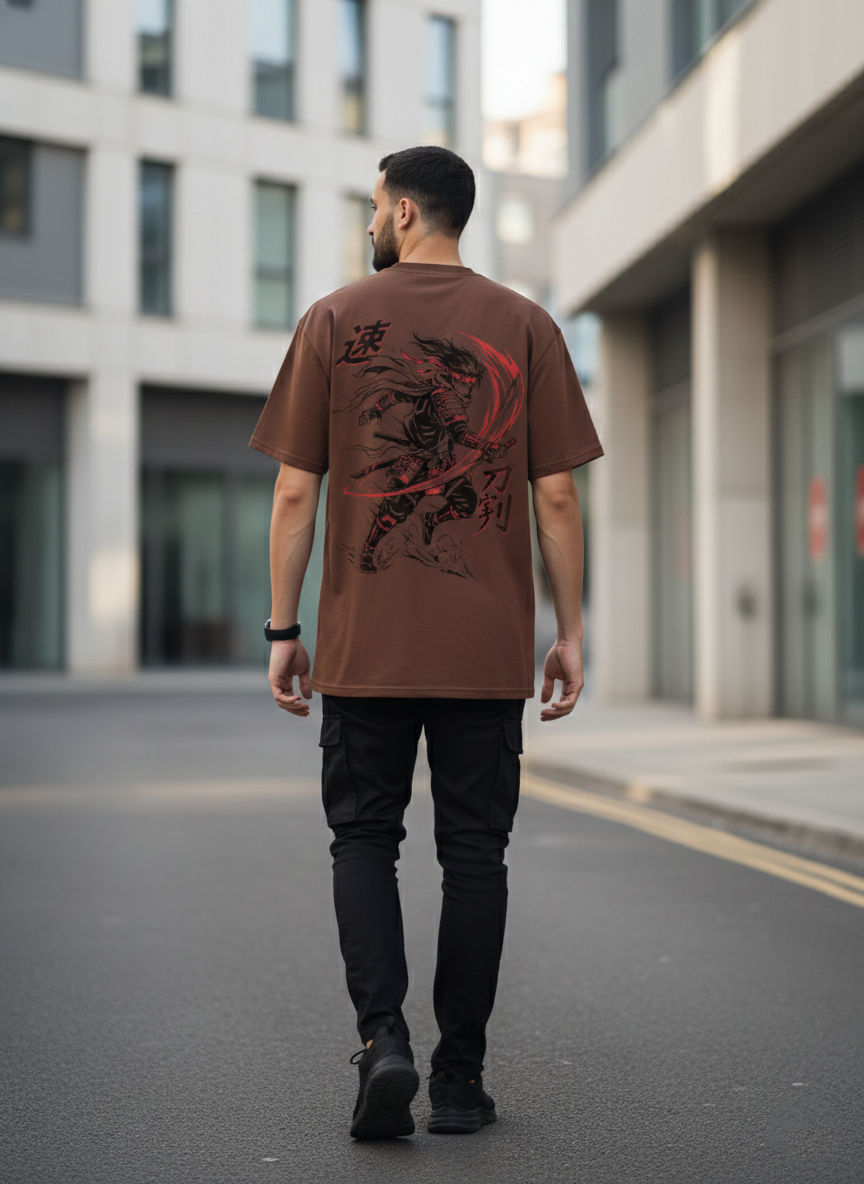 Cottonhedge Crimson Ronin Oversized T-Shirt for Men