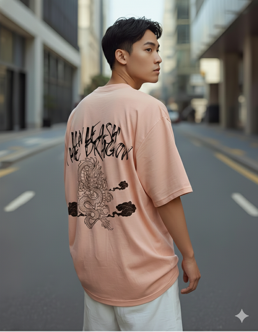 Cottonhedge Unleash The Dragon Oversized T-Shirt for Men