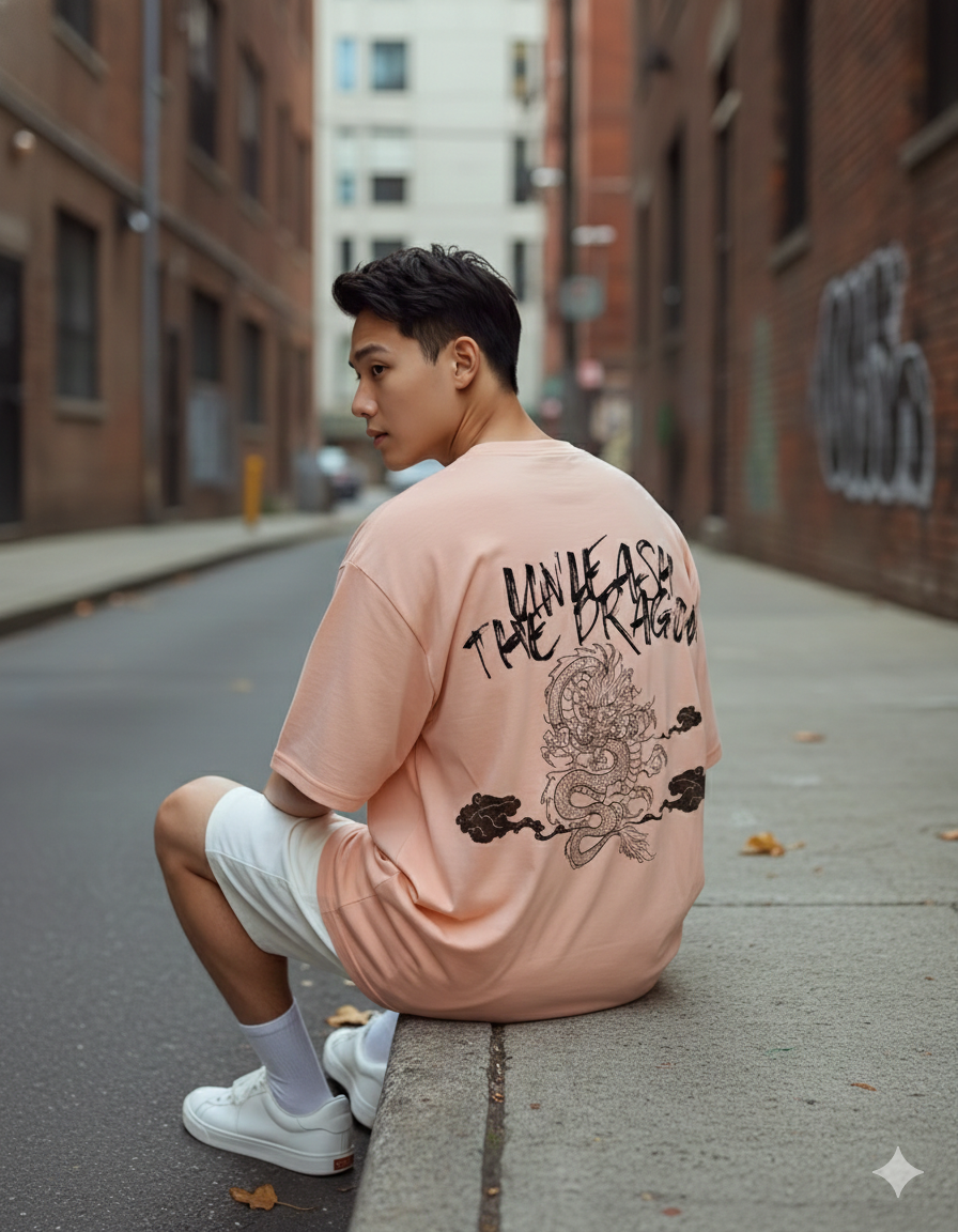 Cottonhedge Unleash The Dragon Oversized T-Shirt for Men